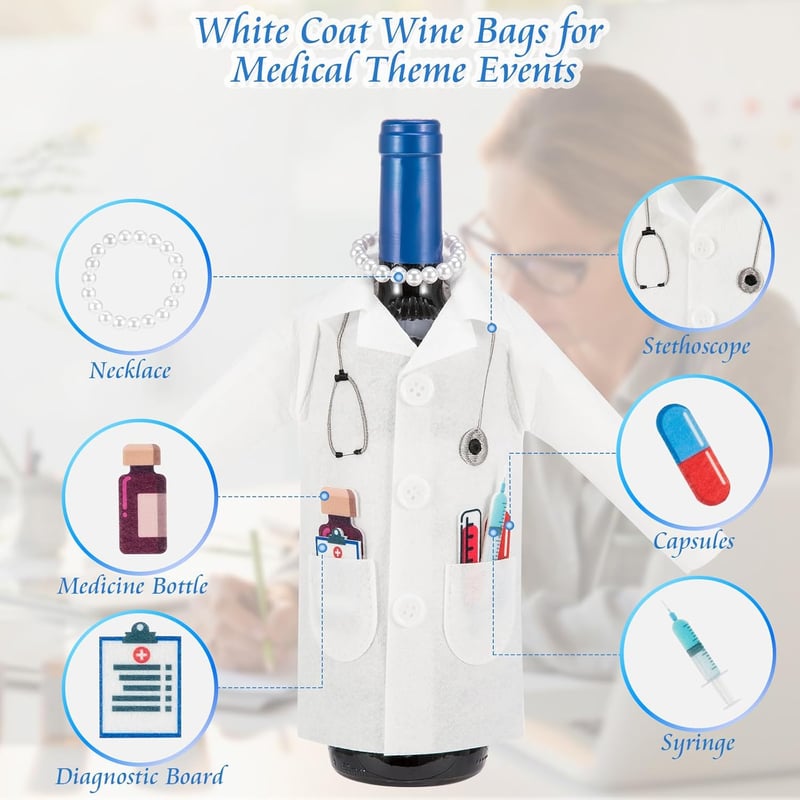 Doctor Wine Bottle Covers - 2 Pack White Coat Ceremony Gifts