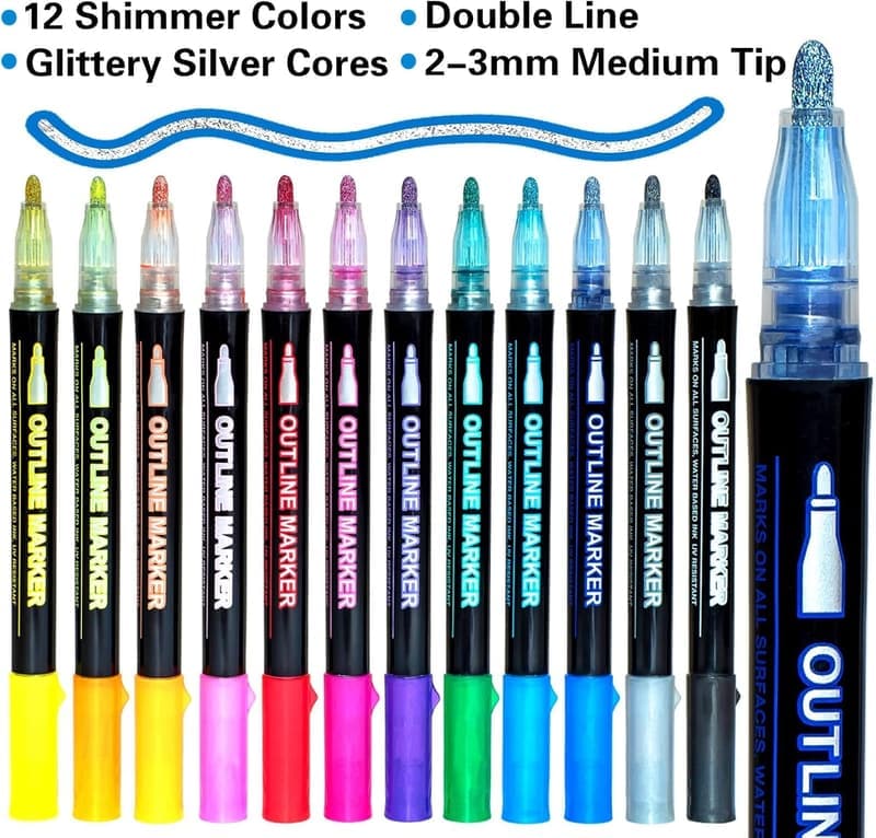 Shimmer Glitter Markers Set for Arts & Crafts Ages 8-16