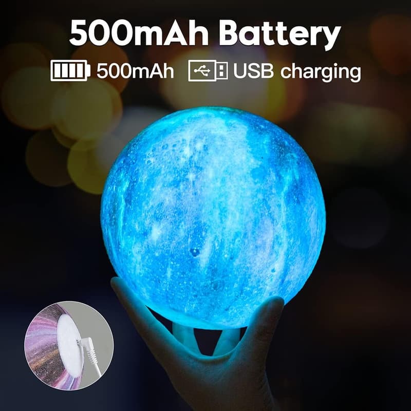 Moon Lamp 16 Colors LED 3D Night Light for Kids & Women