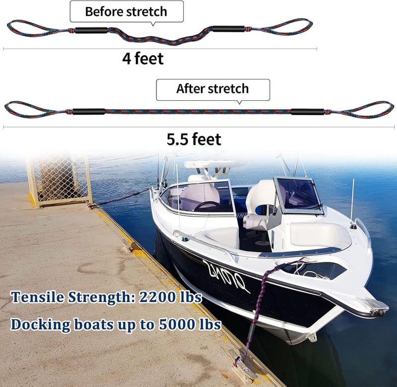 Boat Bungee Dock Lines for Men - 4 Feet Boating Accessories