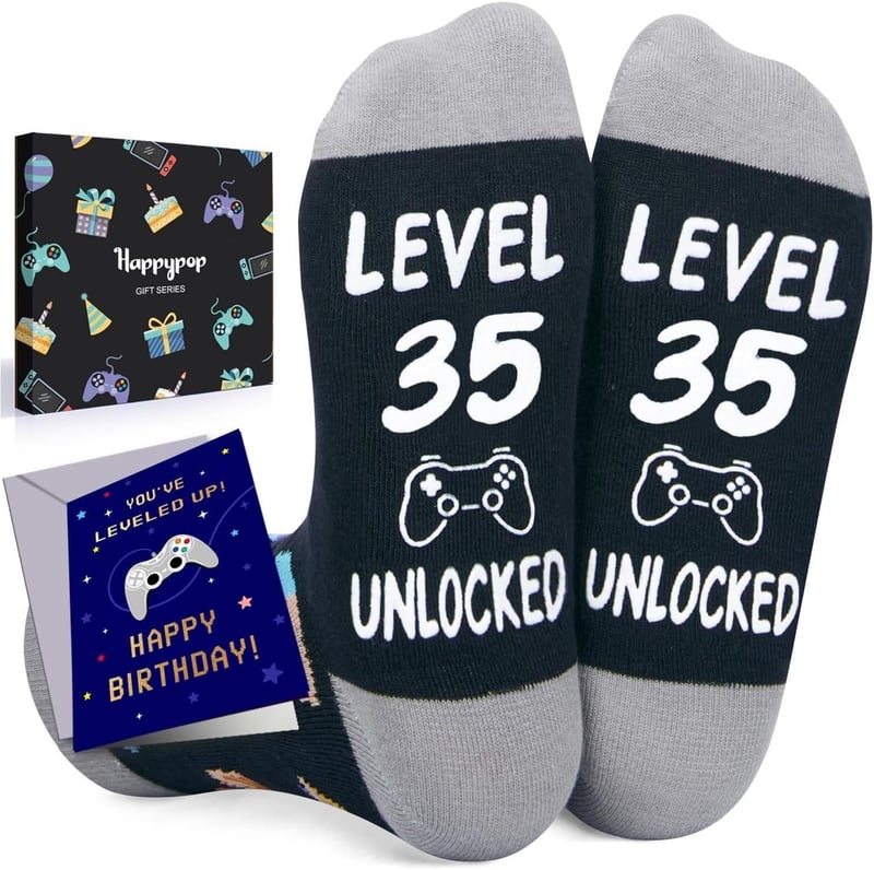 35th Birthday Socks for Men - Funny Gift with Greeting Card