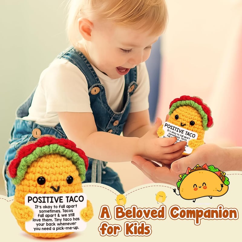 Handmade Positive Crochet Taco Gift for Birthday or Graduation