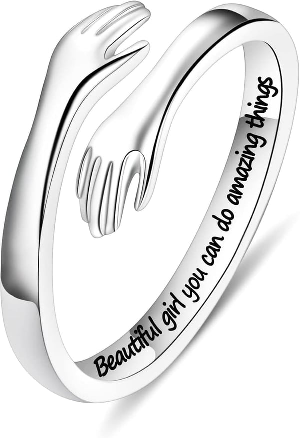 S925 Silver Adjustable Hug Ring for Women - Mother's Day Gift