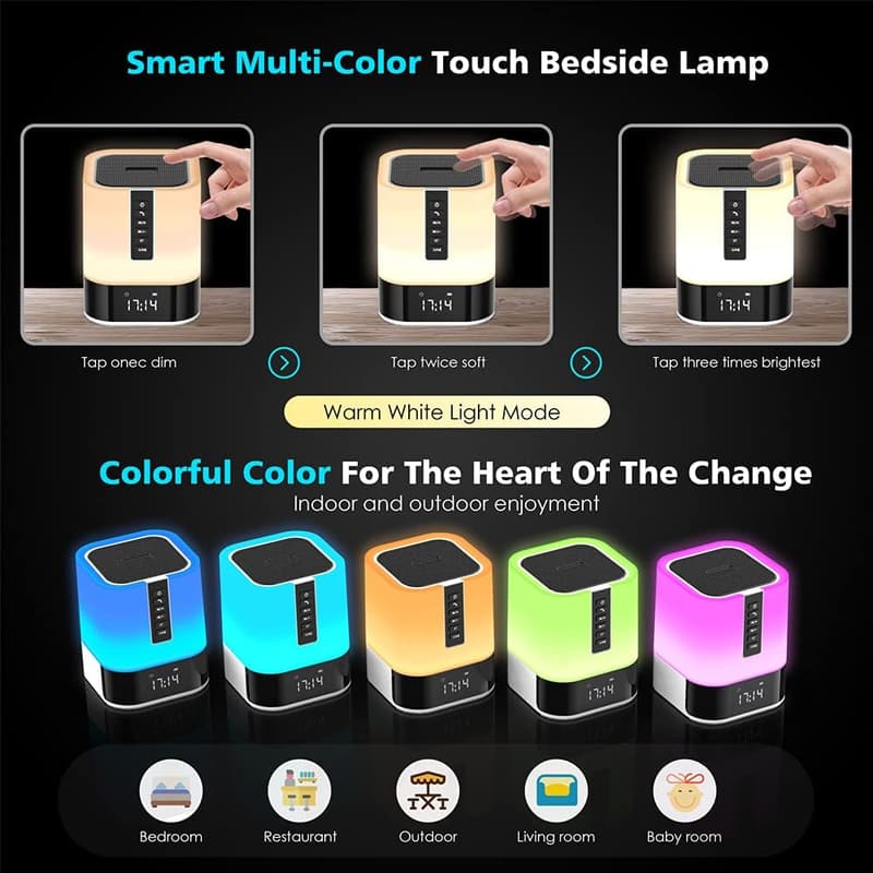 Multi-Color Touch Control Night Light Speaker - Perfect Birthday Gift for Teens