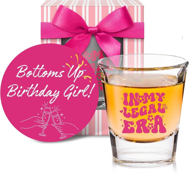 21st Birthday Shot Glass Gift for Her - Pink Party Favor