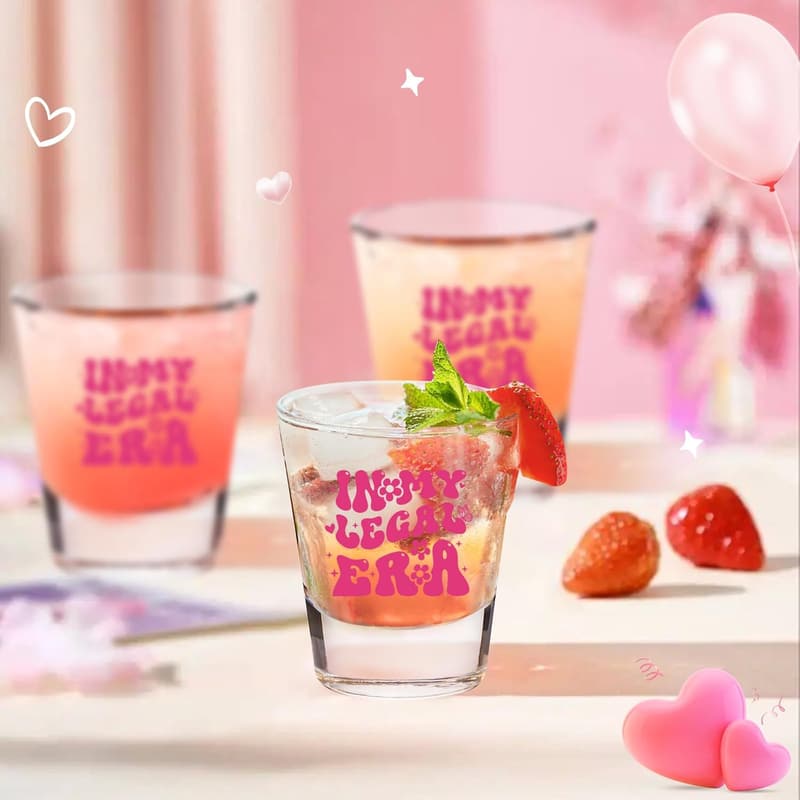 21st Birthday Shot Glass Gift for Her - Pink Party Favor