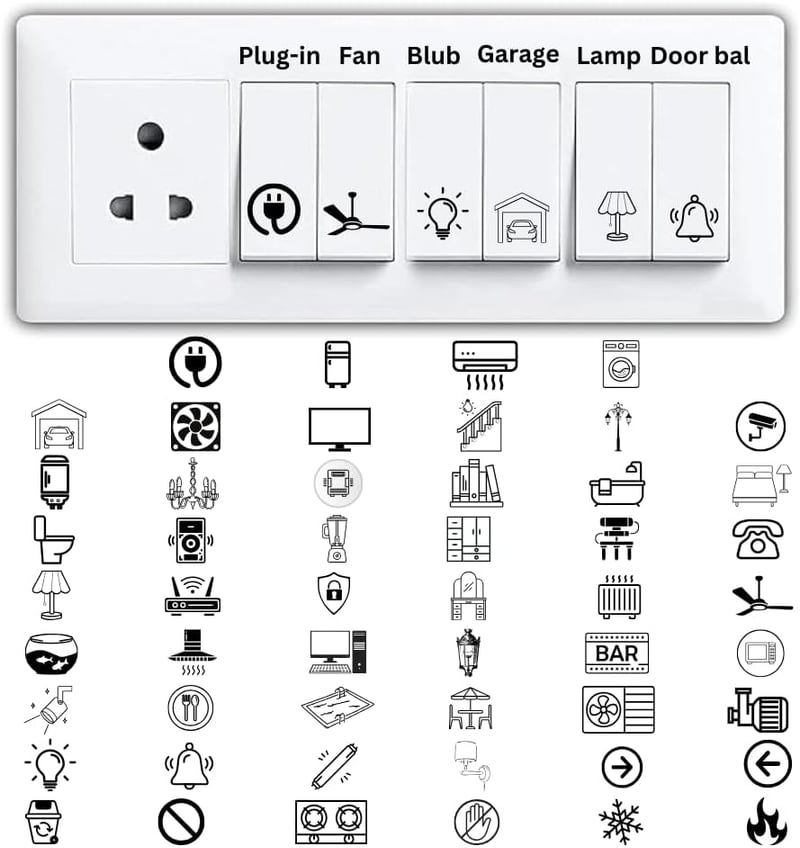 Black and White Switch ID Stickers - 52 Designs, 468pcs Set