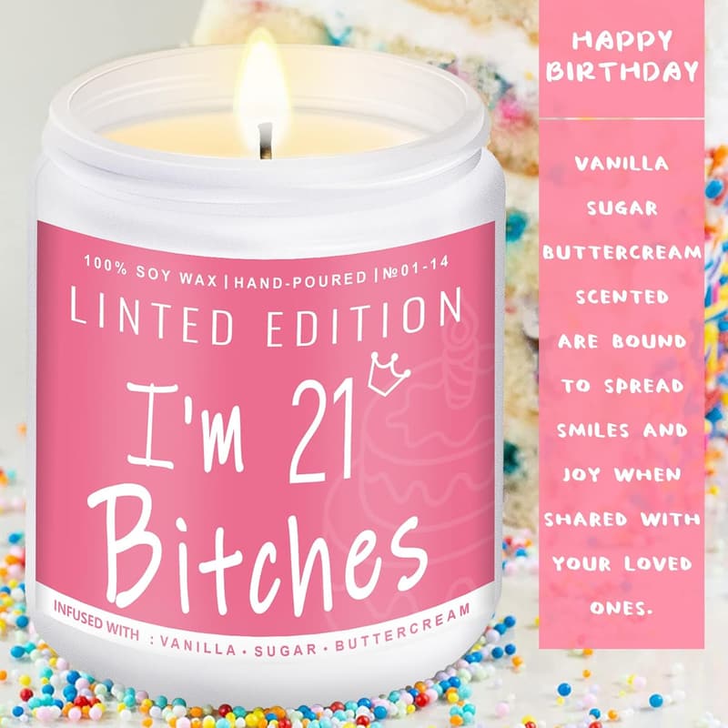 21st Birthday Vanilla Cream-Scented Candle for Her