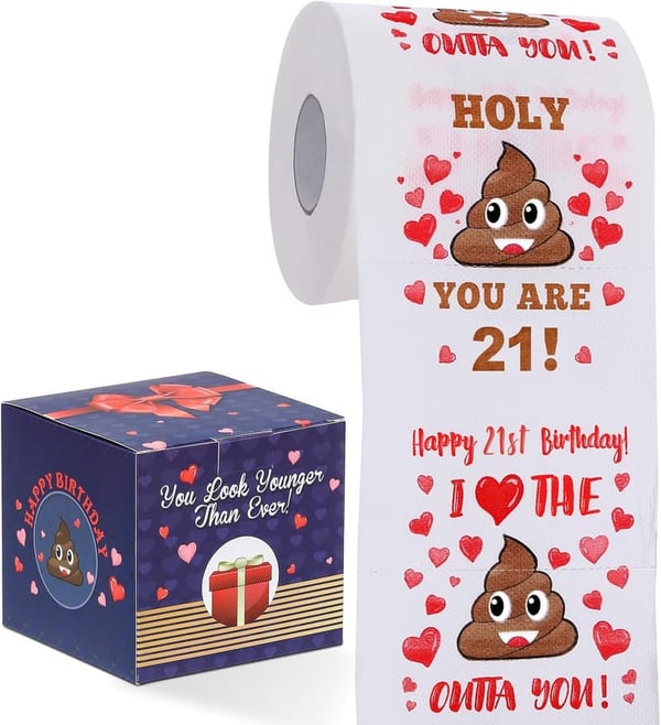 21st Birthday Novelty Prank Toilet Paper for Her and Him