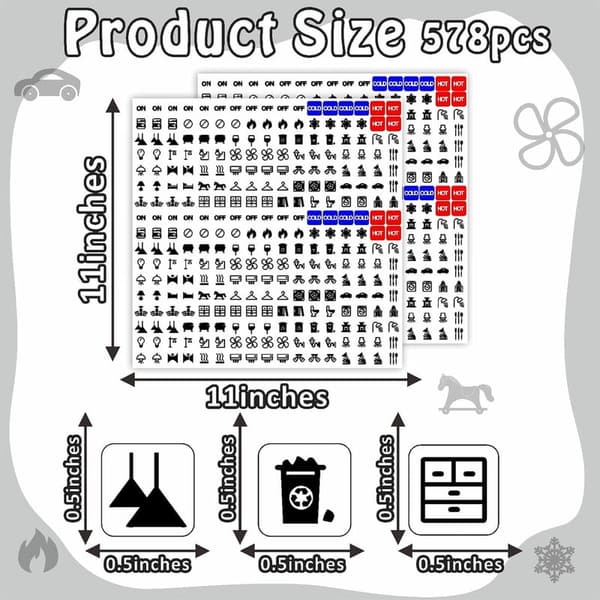 Waterproof Switch Panel Labels - 578PCS Transparent Stickers