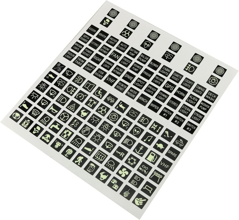 120PCS Night Glow Rocker Switch Label Decals for Vehicles