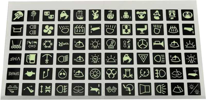 120PCS Night Glow Rocker Switch Label Decals for Vehicles