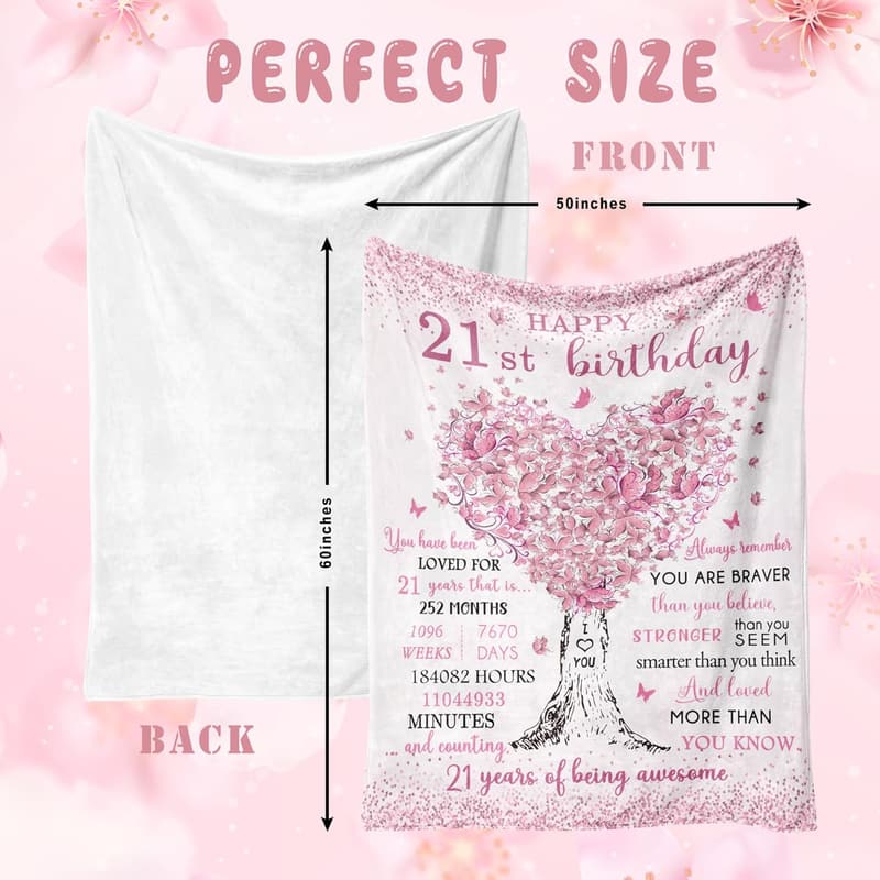21st Birthday Blanket Gift for Her - 50