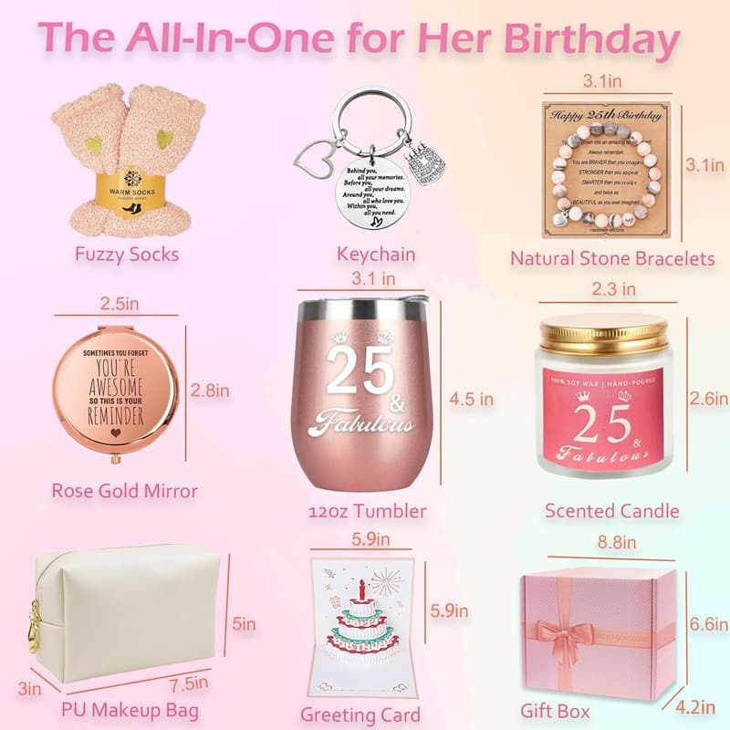 25th Birthday Gift Box for Women - Unique Basket for Her