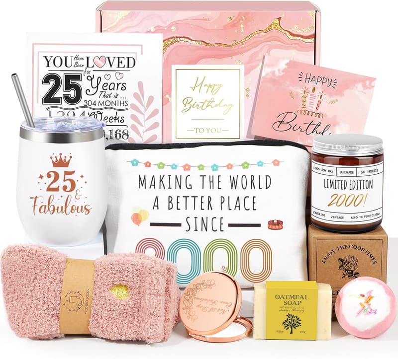 25th Birthday Gift Basket for Women - 9 PCS Collection