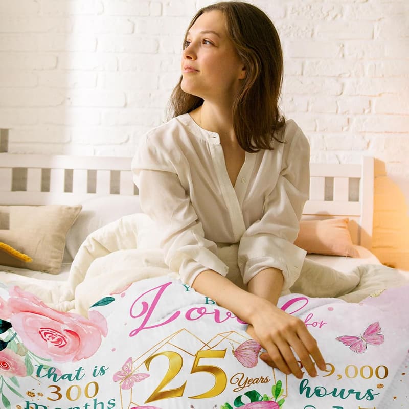 25th Birthday Throw Blanket for Women - 60x50 Inch