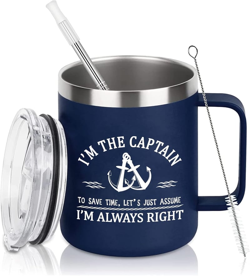 Father's Day Stainless Steel Coffee Mug for Boaters - 12oz