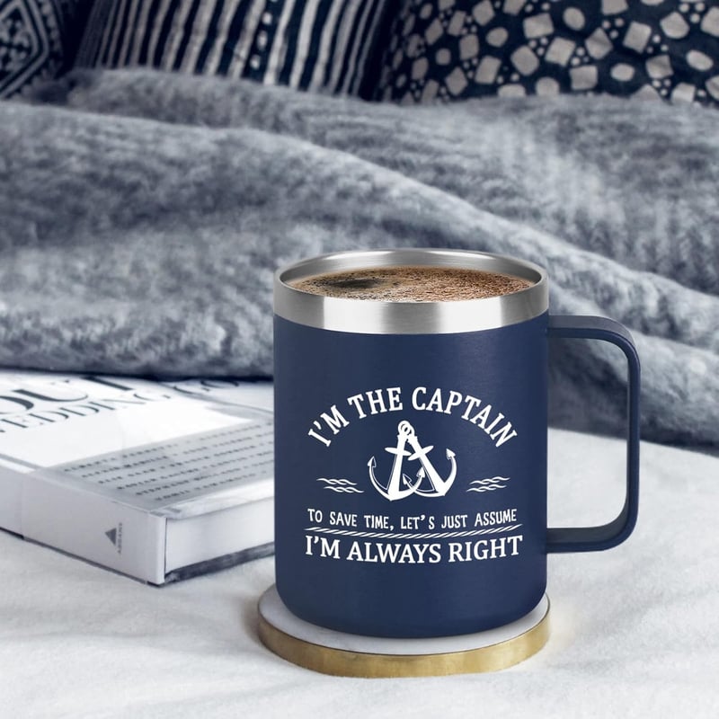 Father's Day Stainless Steel Coffee Mug for Boaters - 12oz