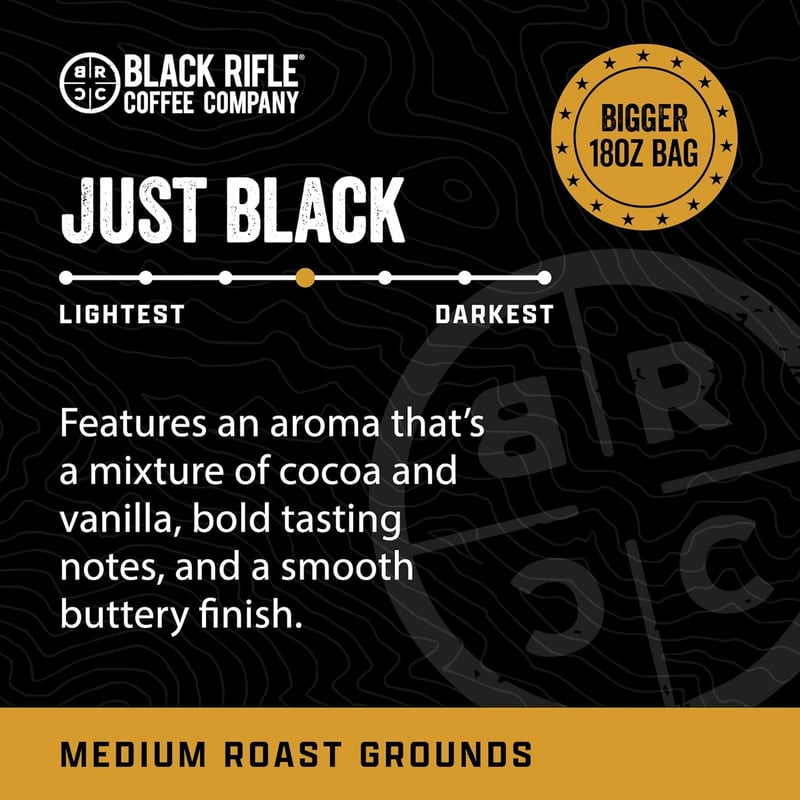 Black Rifle Just Black Medium Roast Ground Coffee, 18 oz