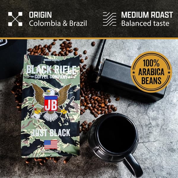 Black Rifle Just Black Medium Roast Ground Coffee, 18 oz