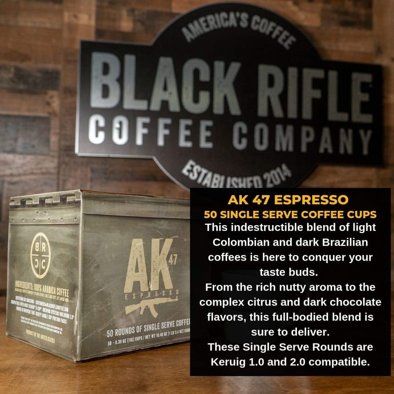 Black Rifle Coffee AK Espresso Medium Roast K-Cups, 50 Pods