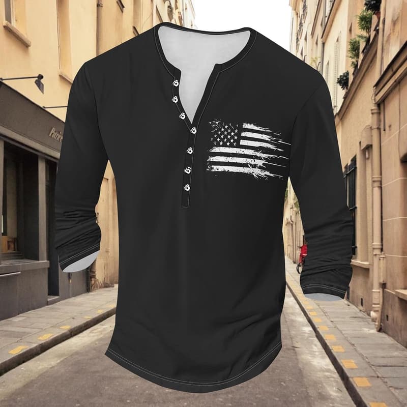 Lightweight Men's Long Sleeve Quick-Dry Casual Henley Shirt
