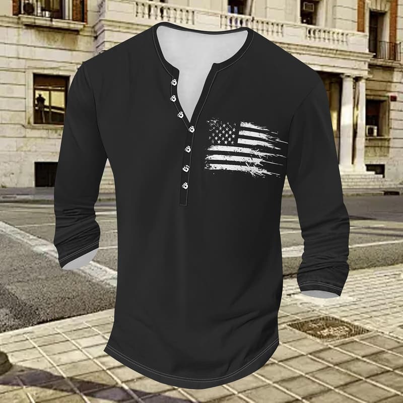Lightweight Men's Long Sleeve Quick-Dry Casual Henley Shirt