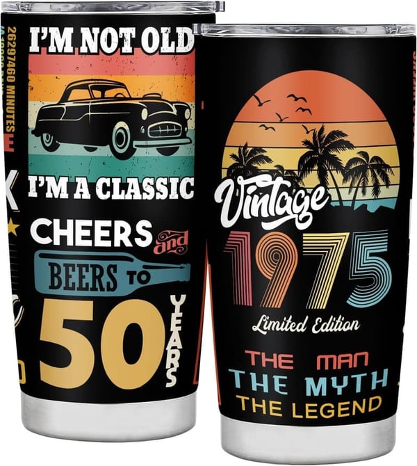 50th Birthday Insulated Stainless Steel Travel Tumbler - 20 oz