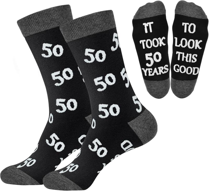 40th-60th Birthday Black Cotton Socks for Men