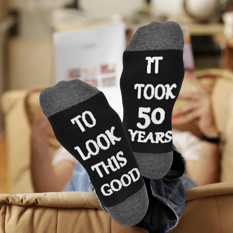40th-60th Birthday Black Cotton Socks for Men