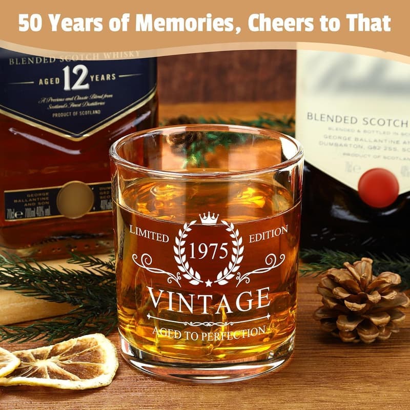 50th Birthday Vintage Wine Glass & Novelty Gifts for Him