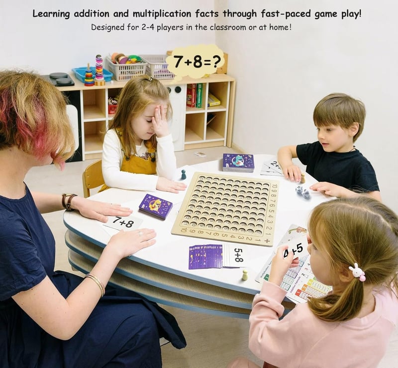 Wooden Montessori Math Board Game for Kids, Age 4-9