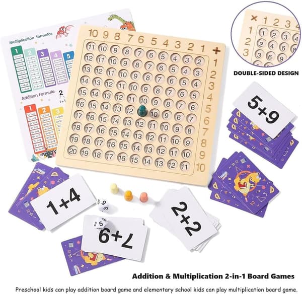 Wooden Montessori Math Board Game for Kids, Age 4-9
