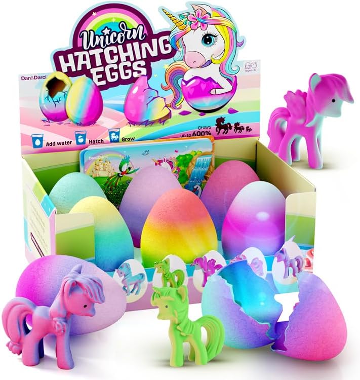 Unicorn Hatching Surprise Eggs - 6 Pack Birthday Gifts for Kids