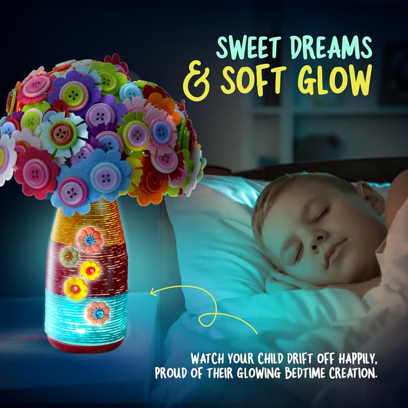 Light Up Button Flower Craft Kit for Kids Ages 4-8