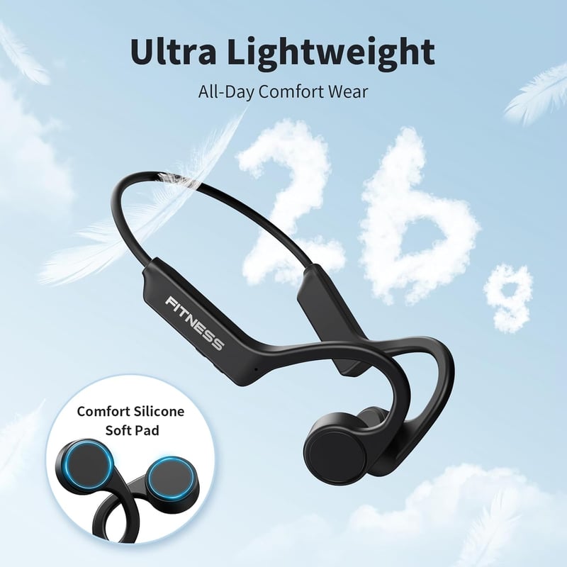 Bone Conduction Headphones - IPX6 Waterproof, Open Ear, 8H Playtime