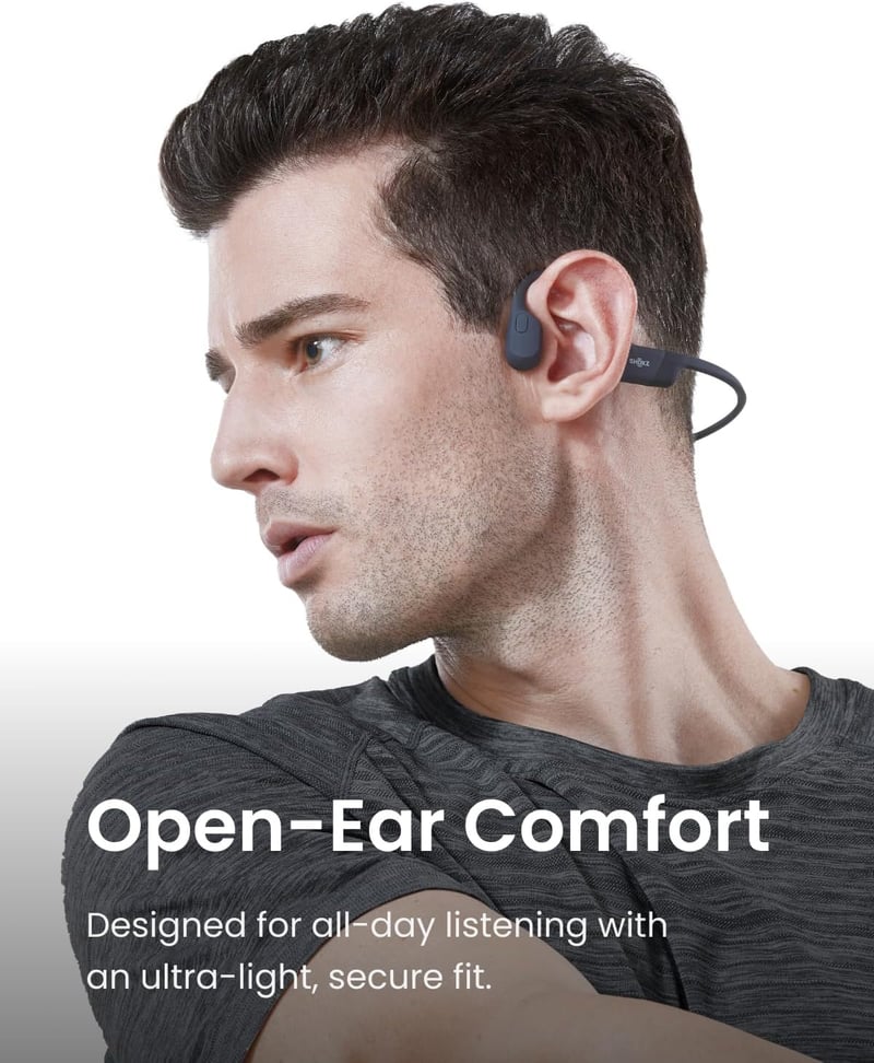 SHOKZ OpenRun Sport Headphones - Wireless Bone Conduction, Black