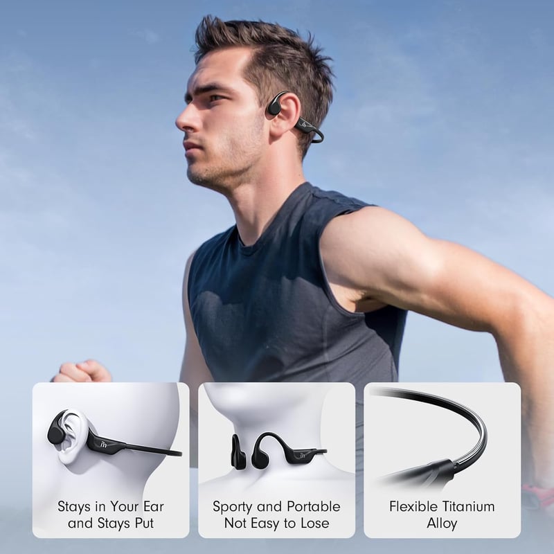 Bluetooth 5.4 Waterproof Bone Conduction Headphones for Sports