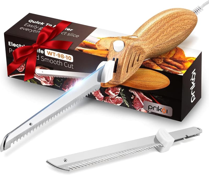 Electric Knife Carving Set with Serrated Blades and Ergonomic Handle