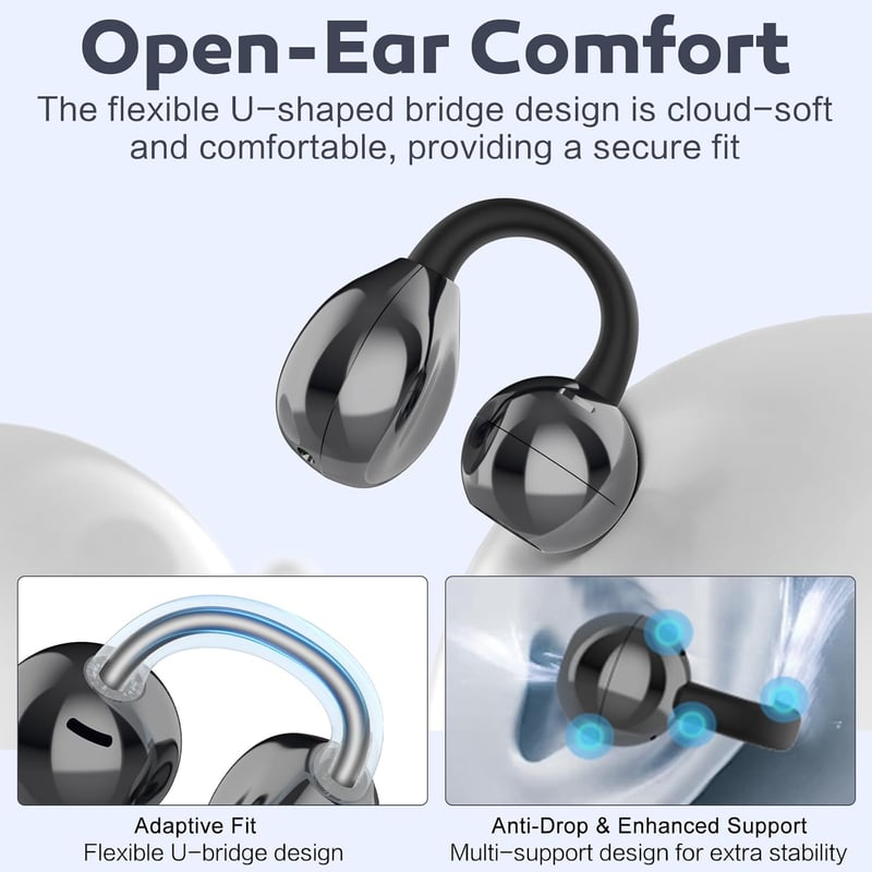 Wireless Open Ear Earbuds with Clip, 42H Playtime, Bluetooth 5.4