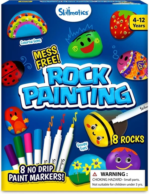 Mess-Free Rock Painting Kit for Kids Ages 4-12