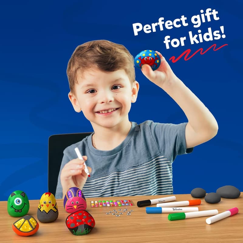 Mess-Free Rock Painting Kit for Kids Ages 4-12
