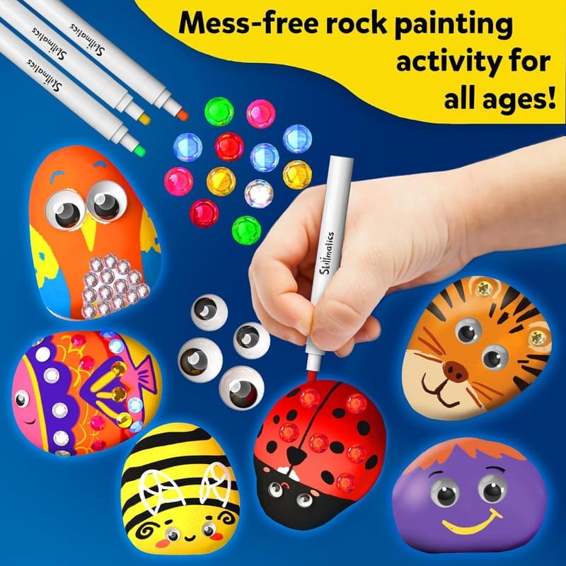 Mess-Free Rock Painting Kit for Kids Ages 4-12