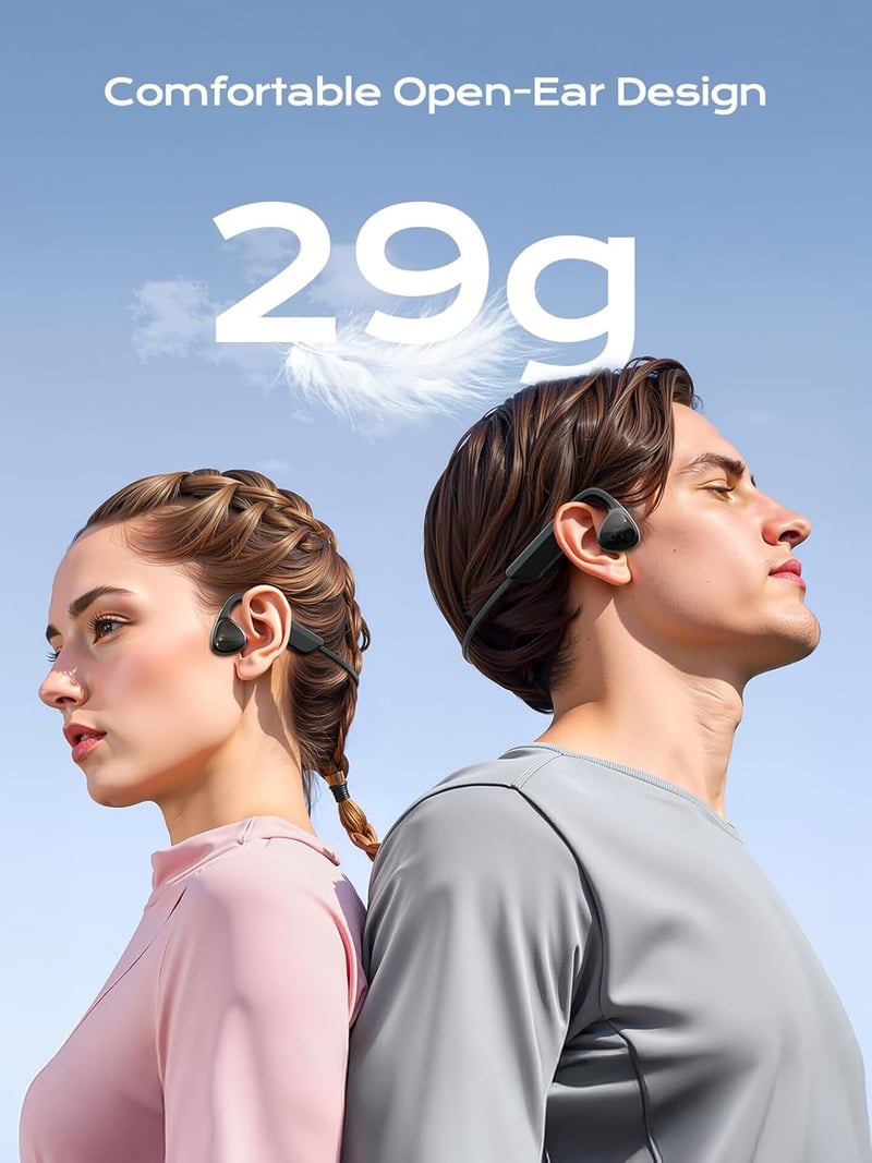 Bluetooth Bone Conduction Headphones, 12H Playtime, IPX7 Waterproof