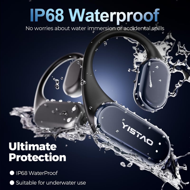 Wireless Bone Conduction Earbuds, 60H Playtime, Waterproof