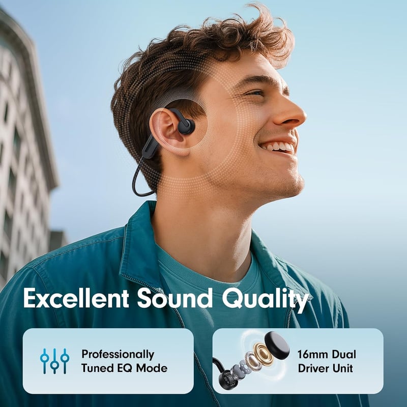 Bluetooth Bone Conduction Headphones - 10H Playtime, Sweatproof