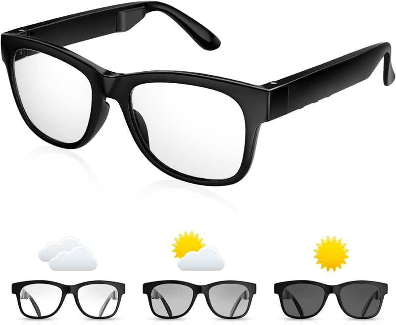 Bluetooth Bone Conduction Glasses with Photochromic Lenses for Men