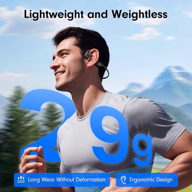 Wireless Bone Conduction Headphones with Mic, IPX5 Waterproof