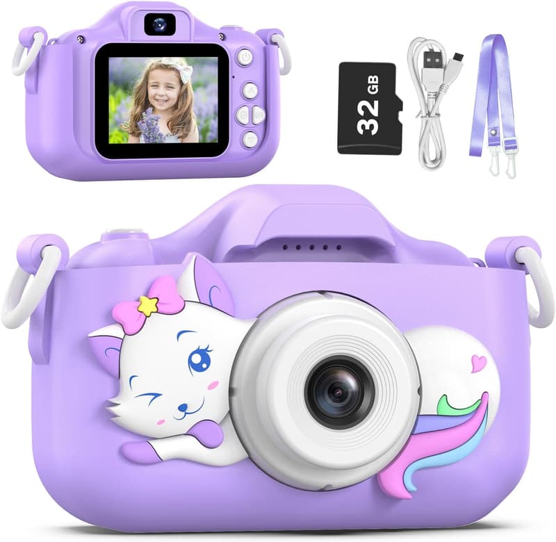 Kids Digital Selfie Camera Toy with Protective Cover - Gifts for Ages 3-9