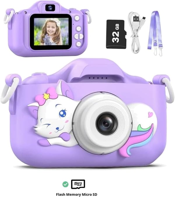 Kids Digital Selfie Camera Toy with Protective Cover - Gifts for Ages 3-9